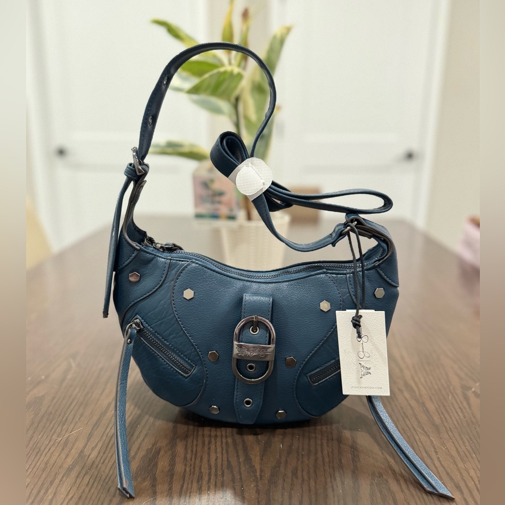 Jessica Simpson Courtney Crossbody Handbag Dark Blue Tidal Teal Faux Leather NWT